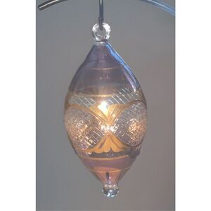 Hand-blown Glass Christmas Tree Lighted Hangong‎ Ornament Blue Black Tear Drop